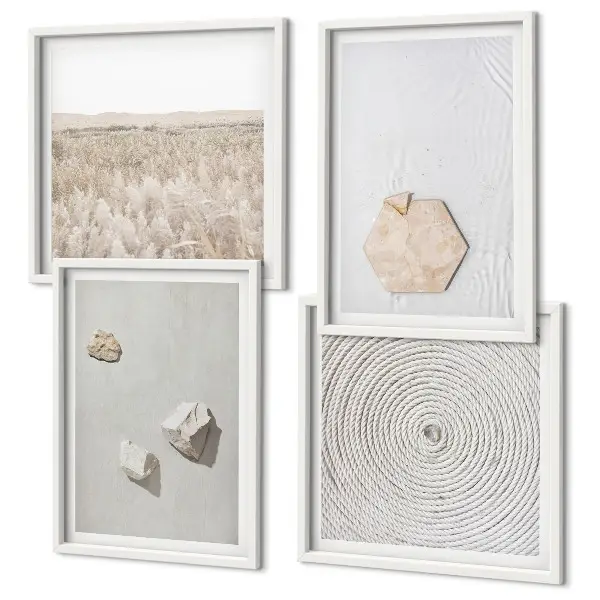 Leichte Boho-Sandtexturen als gerahmtes Polyptychon