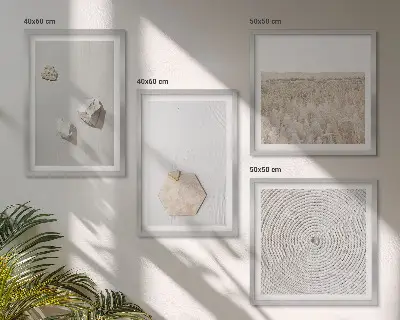 Leichte Boho-Sandtexturen als gerahmtes Polyptychon