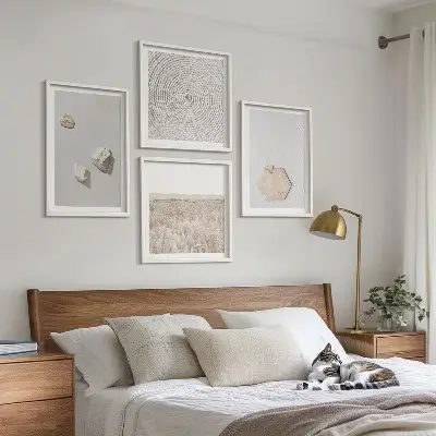 Leichte Boho-Sandtexturen als gerahmtes Polyptychon