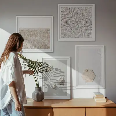 Leichte Boho-Sandtexturen als gerahmtes Polyptychon
