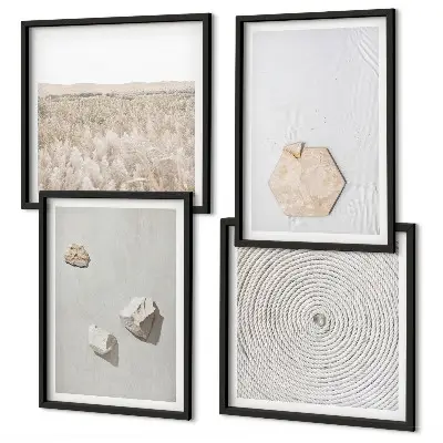 Leichte Boho-Sandtexturen als gerahmtes Polyptychon