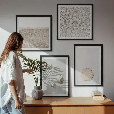 Leichte Boho-Sandtexturen als gerahmtes Polyptychon