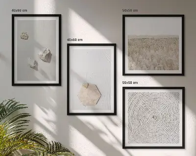 Leichte Boho-Sandtexturen als gerahmtes Polyptychon