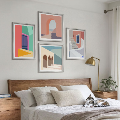 Wanddeko-set Farbenfrohe moderne Gebäude