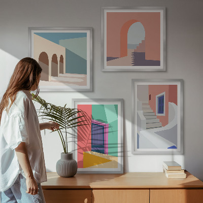 Wanddeko-set Farbenfrohe moderne Gebäude