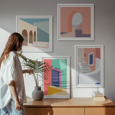 Wanddeko-set Farbenfrohe moderne Gebäude