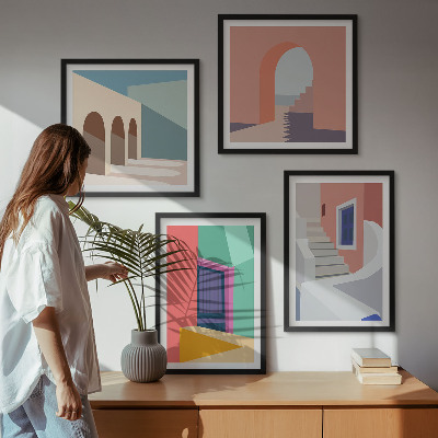 Wanddeko-set Farbenfrohe moderne Gebäude