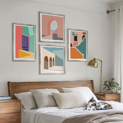 Polyptychon mit rahmen Farbenfrohe Illustrationen der Stadt