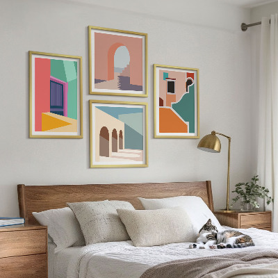 Polyptychon mit rahmen Farbenfrohe Illustrationen der Stadt