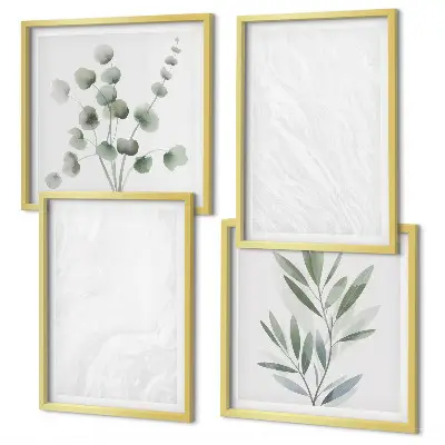 Wanddeko-Set mit Marmorstruktur und pastellfarbenen Zweigen