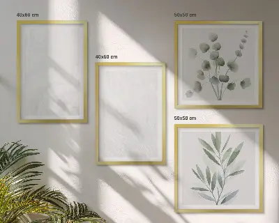 Wanddeko-Set mit Marmorstruktur und pastellfarbenen Zweigen