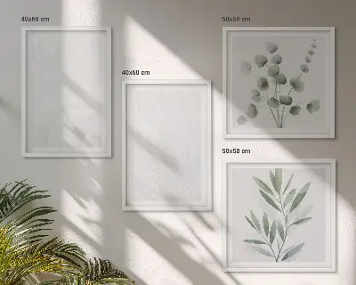 Wanddeko-Set mit Marmorstruktur und pastellfarbenen Zweigen