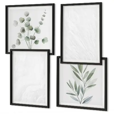 Wanddeko-Set mit Marmorstruktur und pastellfarbenen Zweigen