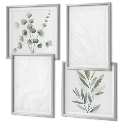 Wanddeko-Set mit Marmorstruktur und pastellfarbenen Zweigen