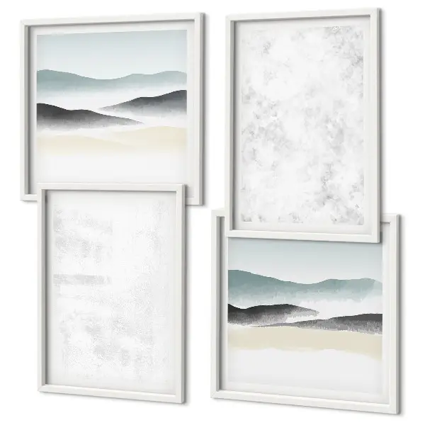 Wanddeko-Set mit weißen Flecken auf Leinwandhintergrund