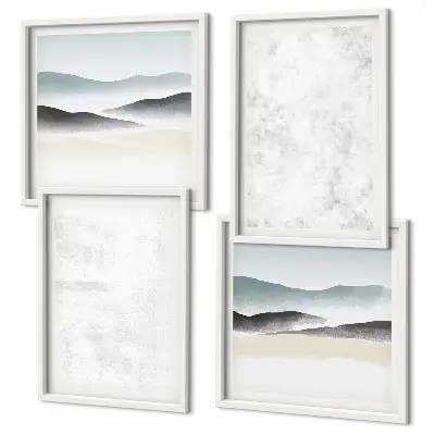 Wanddeko-Set mit weißen Flecken auf Leinwandhintergrund