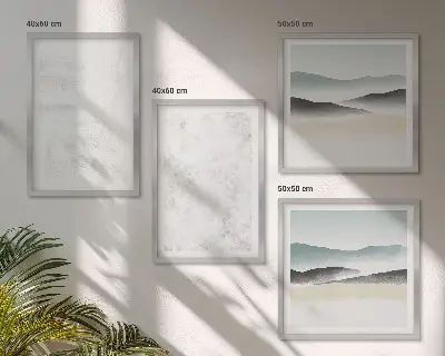 Wanddeko-Set mit weißen Flecken auf Leinwandhintergrund