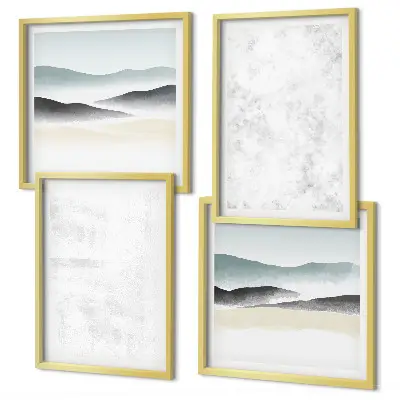 Wanddeko-Set mit weißen Flecken auf Leinwandhintergrund
