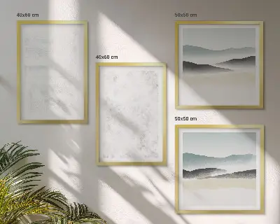 Wanddeko-Set mit weißen Flecken auf Leinwandhintergrund
