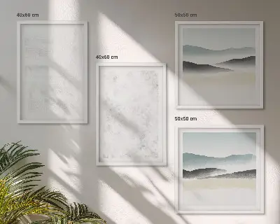 Wanddeko-Set mit weißen Flecken auf Leinwandhintergrund