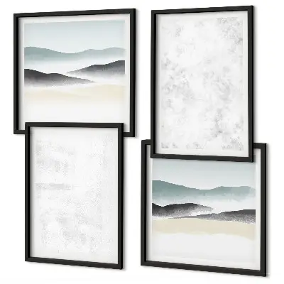 Wanddeko-Set mit weißen Flecken auf Leinwandhintergrund
