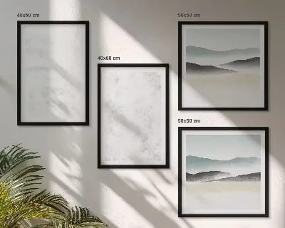Wanddeko-Set mit weißen Flecken auf Leinwandhintergrund