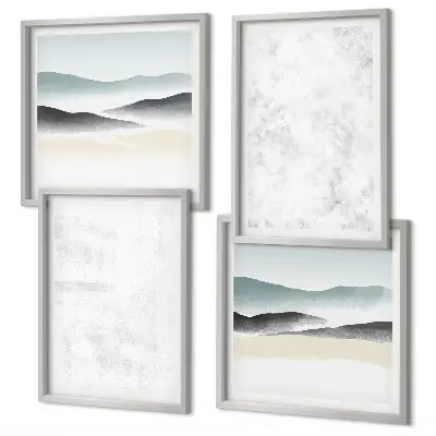 Wanddeko-Set mit weißen Flecken auf Leinwandhintergrund