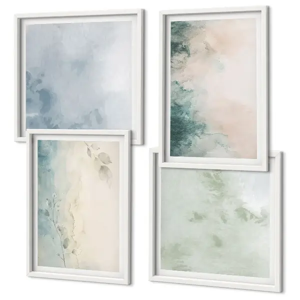 Polyptychon mit Rahmen auf Aquarell-Leinwand