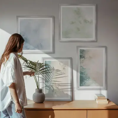 Polyptychon mit Rahmen auf Aquarell-Leinwand