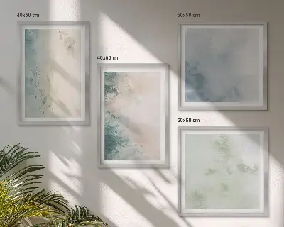 Polyptychon mit Rahmen auf Aquarell-Leinwand