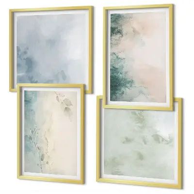 Polyptychon mit Rahmen auf Aquarell-Leinwand