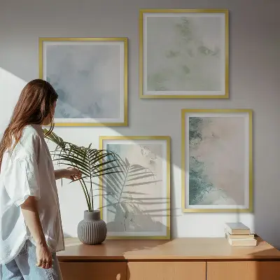 Polyptychon mit Rahmen auf Aquarell-Leinwand