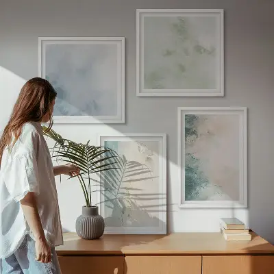Polyptychon mit Rahmen auf Aquarell-Leinwand