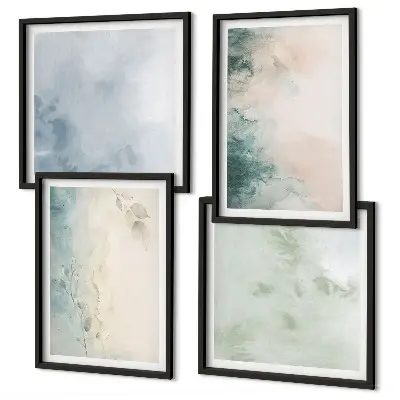 Polyptychon mit Rahmen auf Aquarell-Leinwand