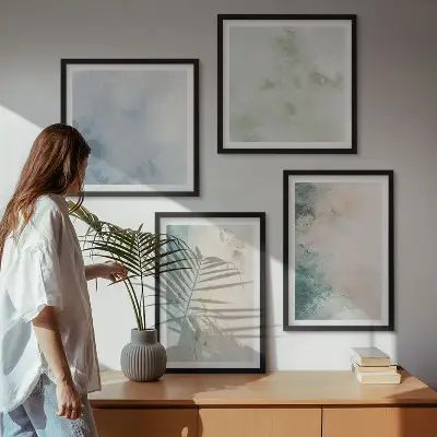 Polyptychon mit Rahmen auf Aquarell-Leinwand