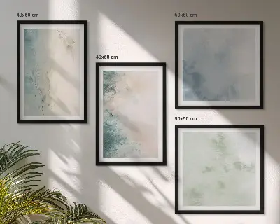Polyptychon mit Rahmen auf Aquarell-Leinwand