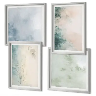 Polyptychon mit Rahmen auf Aquarell-Leinwand
