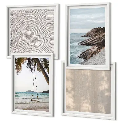 Sommerlicher Sandstrand mit Meerblick als gerahmtes Polyptychon