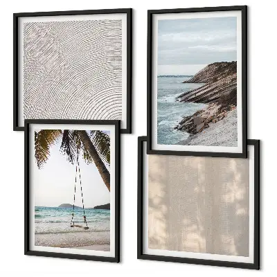 Sommerlicher Sandstrand mit Meerblick als gerahmtes Polyptychon