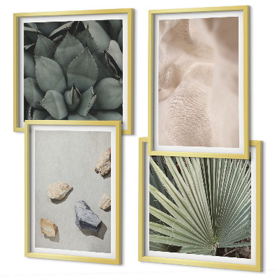 Polyptychon mit rahmen Steine, Holz, Stofftexturen