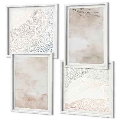 Aquarellblätter in Pastellfarben als gerahmtes Polyptychon
