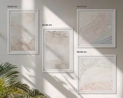 Aquarellblätter in Pastellfarben als gerahmtes Polyptychon
