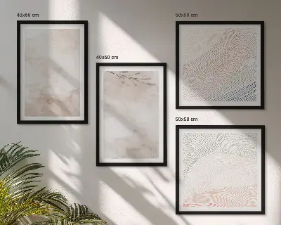 Aquarellblätter in Pastellfarben als gerahmtes Polyptychon