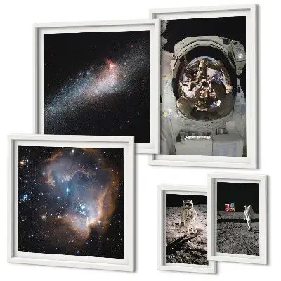 Bildergalerie-Set für die Wand Motiv Astronauten landen auf dem Mond