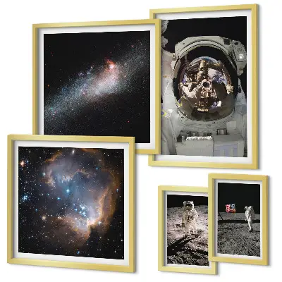 Bildergalerie-Set für die Wand Motiv Astronauten landen auf dem Mond