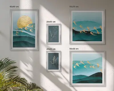Modernes Wandbilder-Set die Harmonie von Vögeln und Wellen