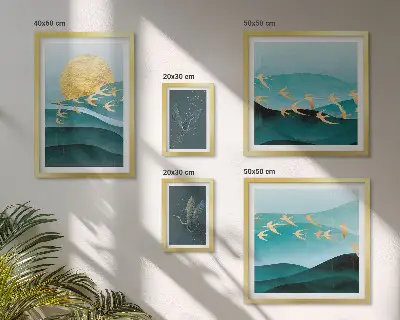 Modernes Wandbilder-Set die Harmonie von Vögeln und Wellen