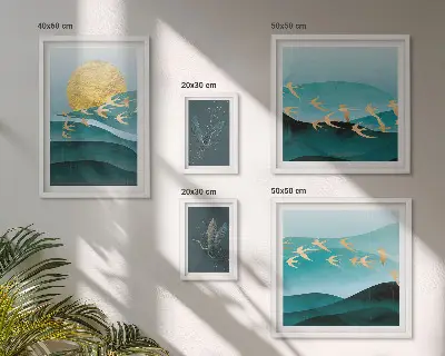 Modernes Wandbilder-Set die Harmonie von Vögeln und Wellen