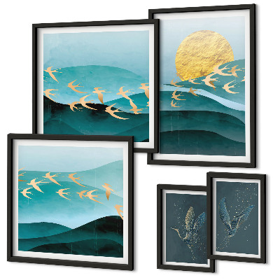 Modernes wandbilder-set Die Harmonie von Vögeln und Wellen auf moderne Weise