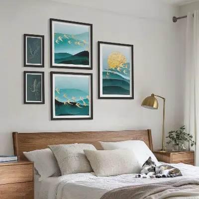 Modernes Wandbilder-Set die Harmonie von Vögeln und Wellen